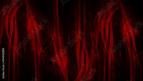 Deep red glowing lines form an abstract, mysterious pattern against a dark background, creating a dramatic and intense visual effect.