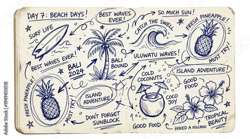 Pineapple Vacation Travel Illustration.