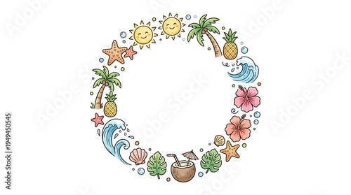 Summer Vacation Tropical Holiday Icon.
