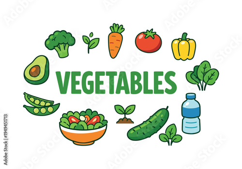 Healthy vegetable rich diet lifestyle focused on incorporating fresh produce into everyday meals to support nutrition, energy, and long-term wellness. VEGETABLES central title