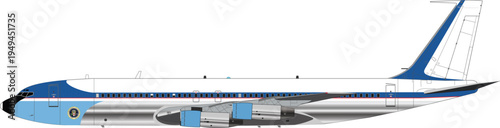 Boeing VC-25 Air Force One Presidential Military Aircraft, Color Vector