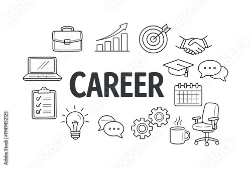 Professional career development and workplace advancement concept focused on improving skills, achieving promotions and building long-term professional success through dedication
