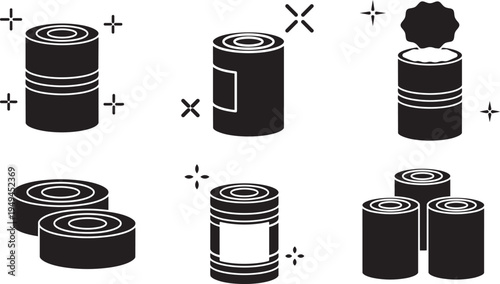 Canned Goods Collection: This art showcases a graphic assembly of canned products, capturing the essence of product and food. The assortment offers a modern visual representation.