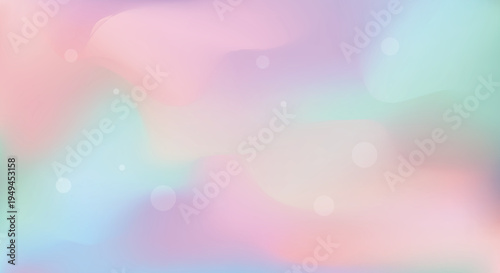 Soft Pastel Iridescent Mesh Gradient Background with Fluid Holographic Tones and Bokeh Circles