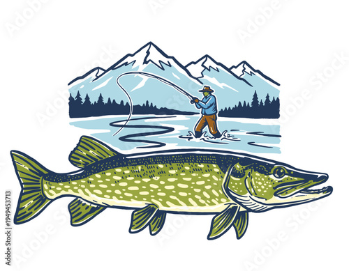 Forest camp artwork. Summer Adventure at the mountain graphic artwork for t shirt and others. Forest explore design. Mountain with tree vintage print 