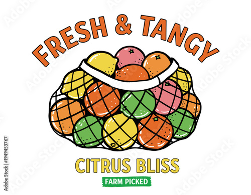 Eat well live well. Citrus fruits local farm. Colorful citrus fruits vintage t-shirt design. Organic fruit farm. Citrus artwork for t-shirt print