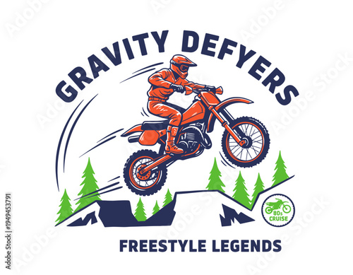 Build for speed. Motocross print design for t-shirt, poster, sticker, background. Legend race. Road speed graphic print. Extreme racing.