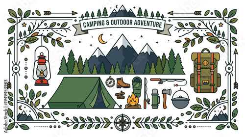 Camping outdoor adventure gear.