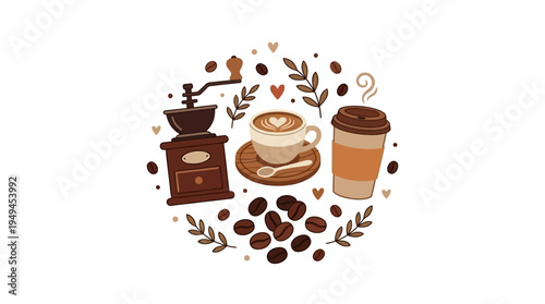 Coffee Beans and Coffee Cup.