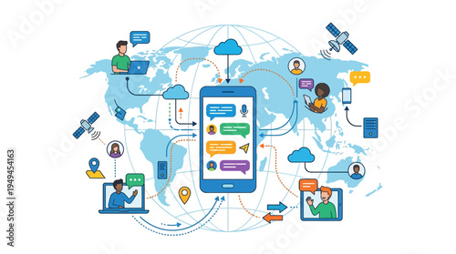 Smartphone Global Network Connection.