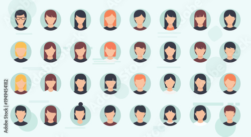 Diverse Group of People Avatars, User Profiles, Community, Network, Social Media Icons