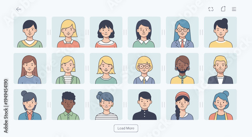 Diverse Group of People Avatars, User Profiles, Diverse Characters, Flat Design