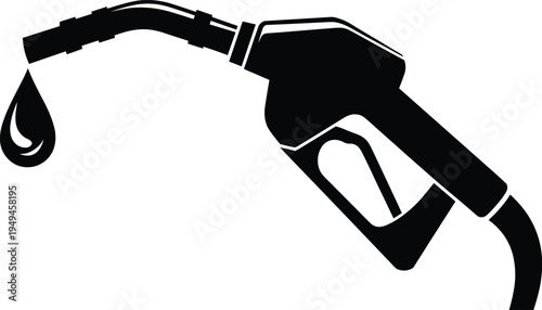 Fuel nozzle gasoline pump silhouette, oil energy refueling transport vector illustration isolated industrial service concept