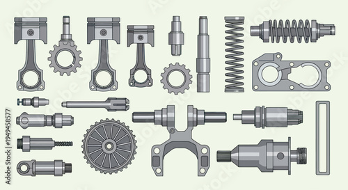Collection of various metal mechanical parts.