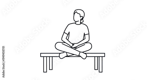 Person sitting cross legged on bench.