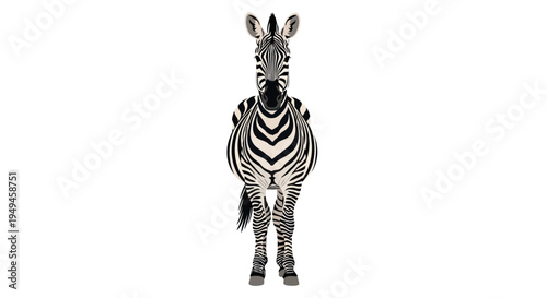 Zebra Standing Alone Looking Forward.