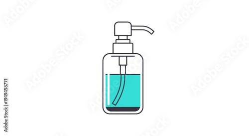 Hand sanitizer bottle with liquid.