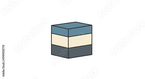 Colorful block object with layers.