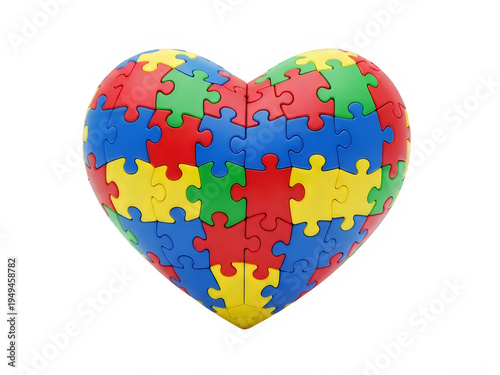 A heart shaped puzzle piece symbol for autism awareness