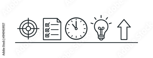 Clear goal setting and structured personal productivity helping professionals stay focused on priorities, track progress, and maintain consistent work discipline, target symbol