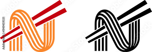 Modern Noodle Pasta Logo Design With Chopsticks Vector