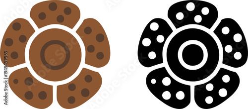 Rafflesia Arnoldii Flower Top View Vector Icon Set