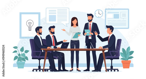 Business Meeting: Team Collaboration, Strategy Discussion, and Brainstorming Session