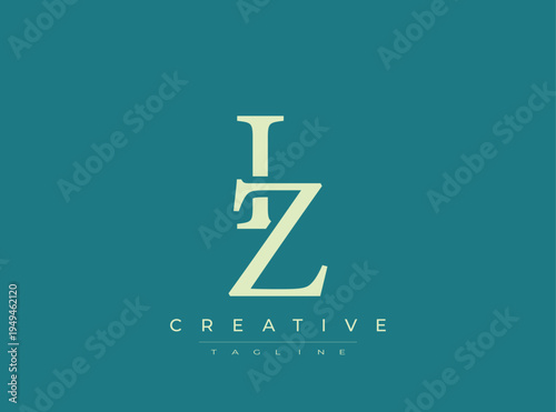 Monogram logo with letters LZ and creative tagline on teal background
