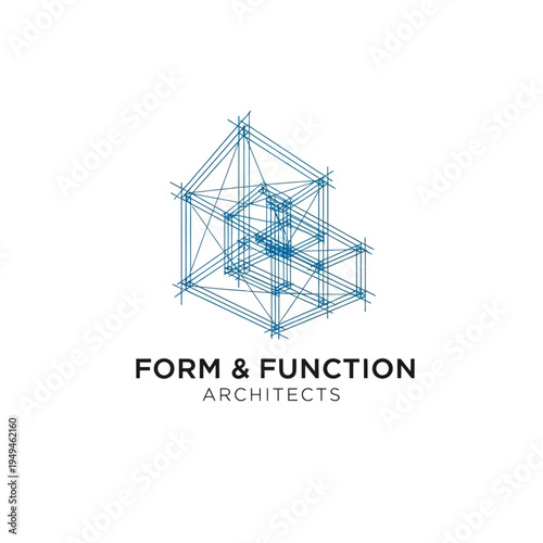 Modern Abstract Geometric Building Structure Logo Design on Isolated White Background