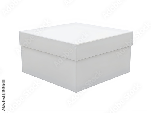 A white box with a lid on a plain background