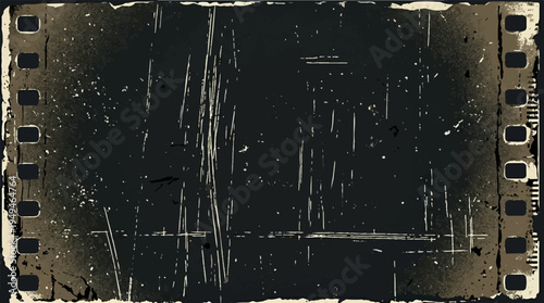 Grungy and scratched old film strip texture with distressed edges.