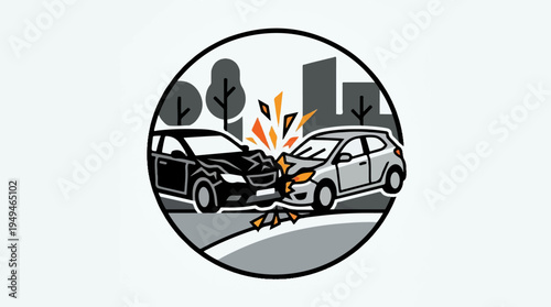 Two cars collide in a dramatic headon crash scene.