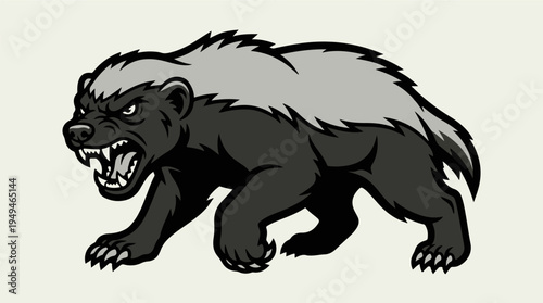 Aggressive Honey Badger Mascot Illustration.