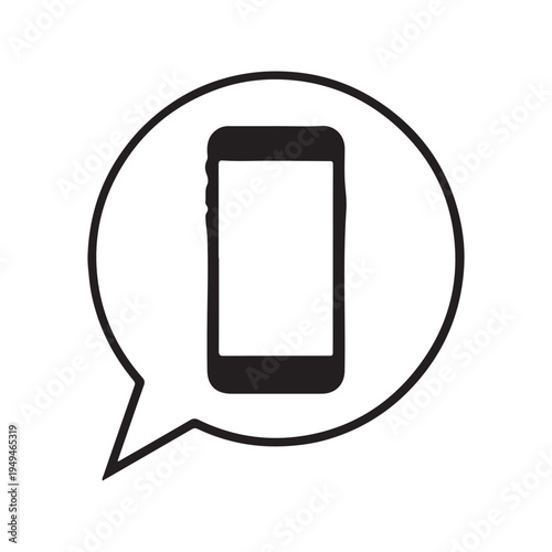 Vector modern phone icon in bubble speech on white background
