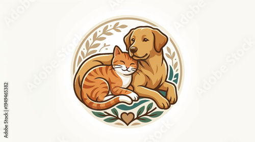Adorable cat and dog snuggling together in a heartwarming embrace showcasing interspecies friendship and companionship.