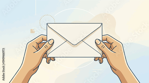 Hands holding a white envelope symbolizing communication and mail delivery.