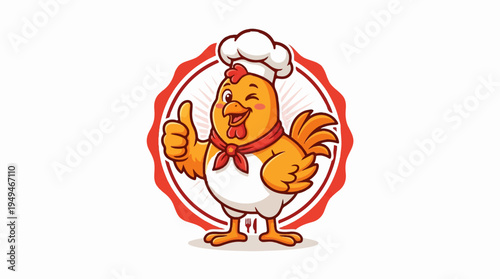 Cartoon chicken chef giving a thumbs up gesture.