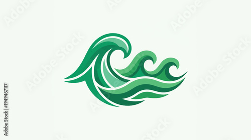 Dynamic Green Ocean Waves Logo Design.