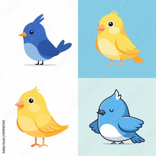 Cute Cartoon Birds Collection Adorable Avian Illustrations