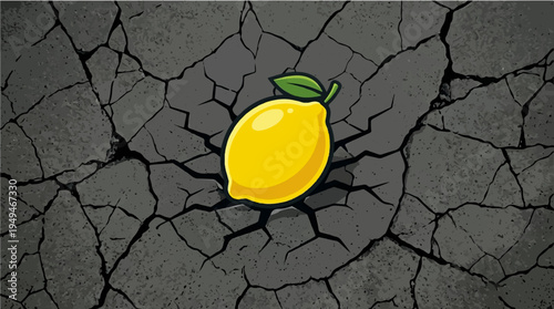 Vibrant yellow lemon with a green leaf a symbol of freshness and zest.