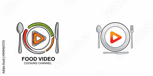 Culinary Content Creation Professional Plate and Utensil Logo for a Food Channel