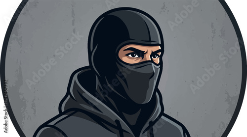 Intense Gaze of a BalaclavaClad Figure.