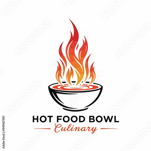 Dynamic fiery bowl logo representing intense and flavorful culinary experiences for food enthusiasts and restaurants