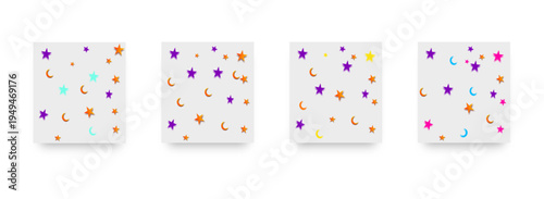 Geometric moon and star pattern for wallpapers, bedroom decor, or clothing, combining shapes and celestial elements for a modern look.