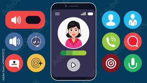 Smartphone Call Interface UI Mockup Set, Modern Mobile Phone Calling Screen Vector Template