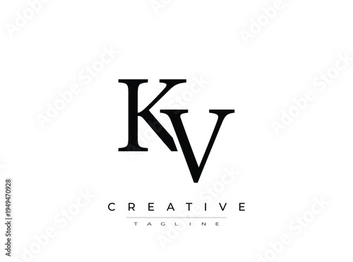 Monogram logo with letters k and v creative design element