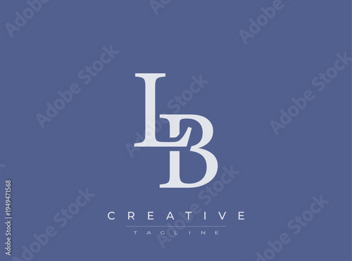 LB white creative letter logo design on blue background