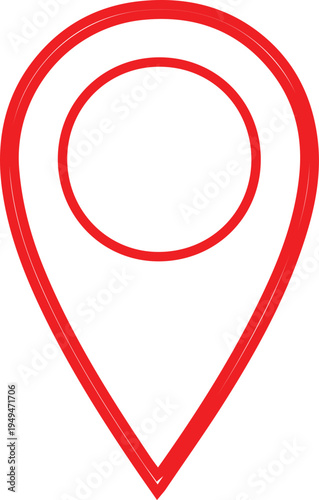 Map pin icon for location marker and navigation at specific geographic address