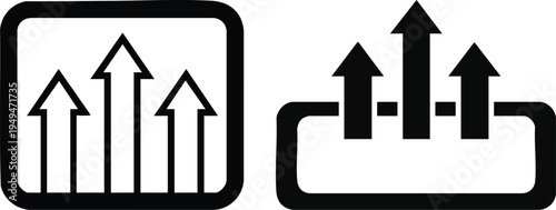 Black and white icons depicting upward arrows in squares