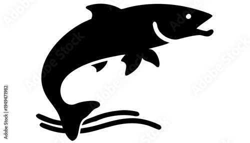Fish jumping water vector
